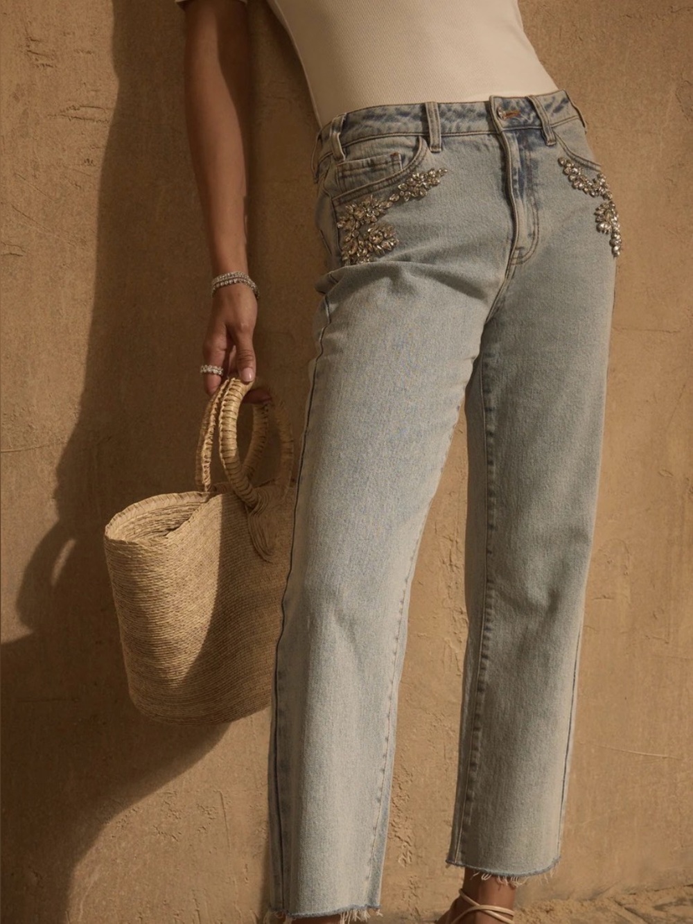 NWT Generation Love Carolyn Crystal denim pants size 26 MSRP $275 - Picture 4 of 12